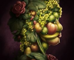 Ilustracion pintura oleo retrato vegetales
