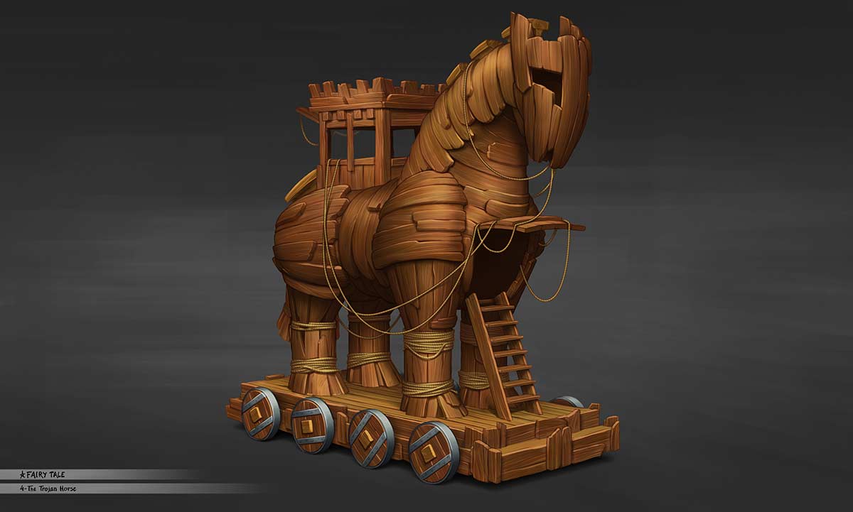 3D illustration trojan horse float