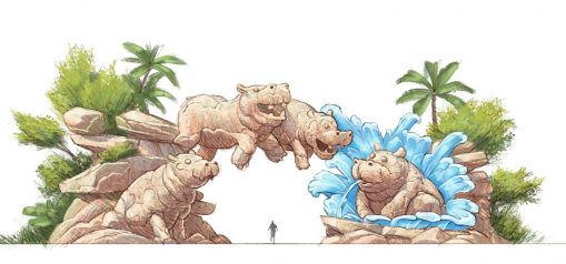 Concept Sketch theme park hippos entrance